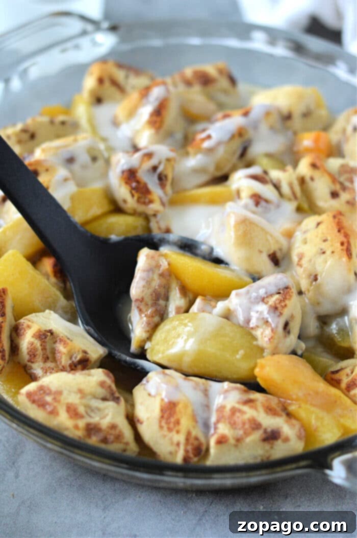 Cinnamon Swirl Peach Cobbler 2 Refrigerated Cinnamon Rolls Cobbler