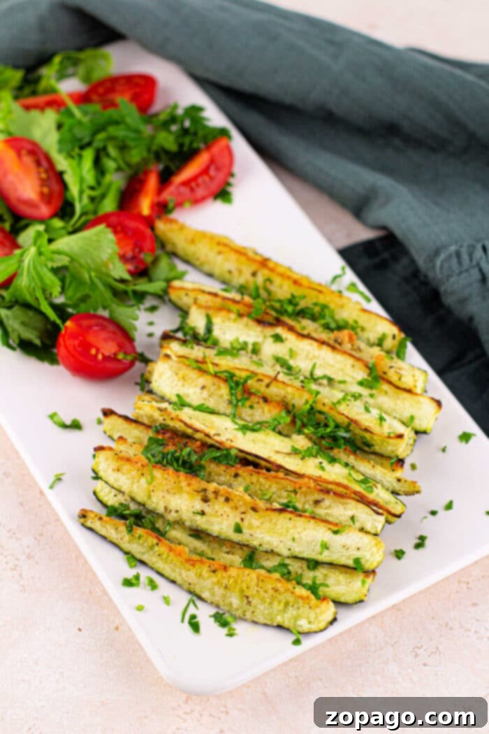 Roast Zucchini Perfectly Every Time 6 Beautifully oven roasted zucchini spears ready to serve