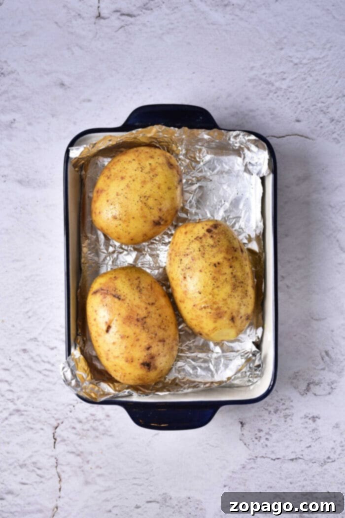 Crispy Skin, Fluffy Inside: Convection Baked Potatoes 4 roasting potatoes in convection oven