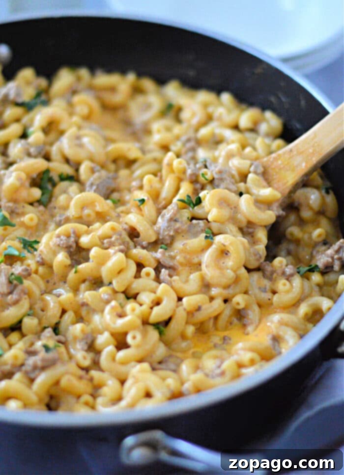 Creamy Cheesy Beef and Pasta Skillet 2 Velveeta Hamburger Helper: A classic one-pot meal with creamy Velveeta cheese, ground beef, and macaroni, perfect for a quick and satisfying family dinner.