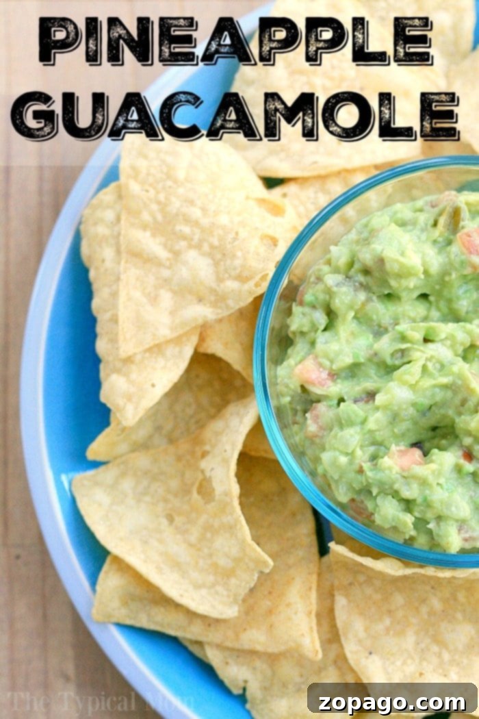 I have two of the best guacamole recipe dips here made with diced onion, salsa and our secret ingredient to make it totally fabulous is fruit! That's right, you've got to try our pineapple guacamole or add a bit of diced apple for a salty sweet dip that's perfect with chips or pretzels. #guacamole #dip #pineapple The Best Guacamole Recipe