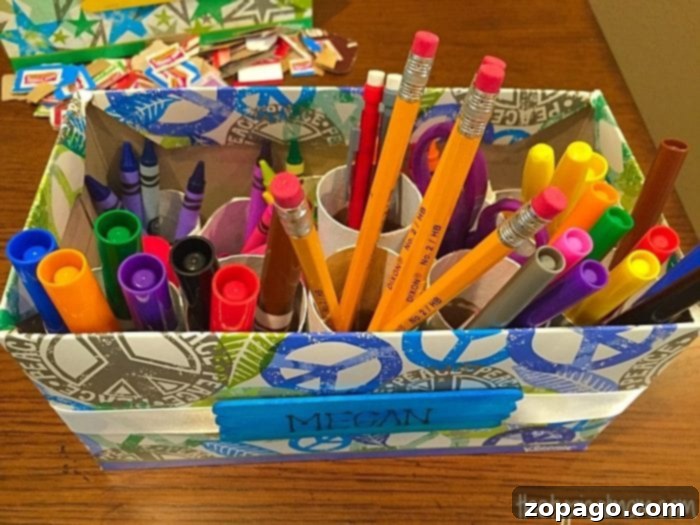 Upcycling Tissue Boxes 12 Repurposing kleenex boxes into School organization box.
