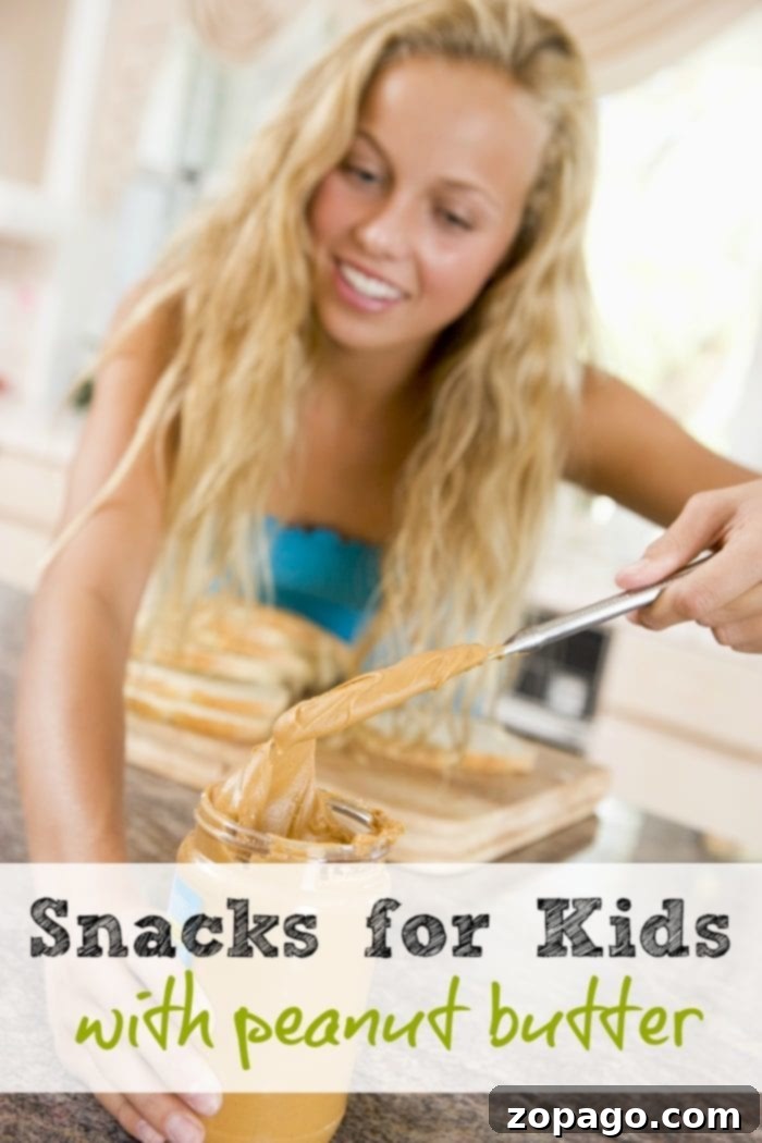 Peanut Butter After School Power Ups 2 Five fun and creative after-school snack ideas for kids featuring delicious peanut butter, perfect for a healthy and satisfying treat after school.