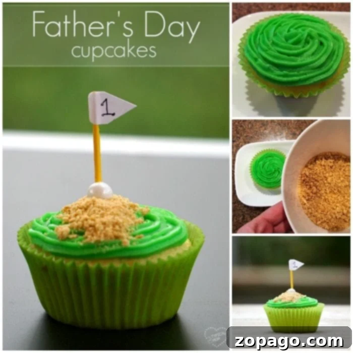 Print Your Own Free Father's Day Card 3 Delicious golf cupcakes, a perfect treat idea for Father's Day.