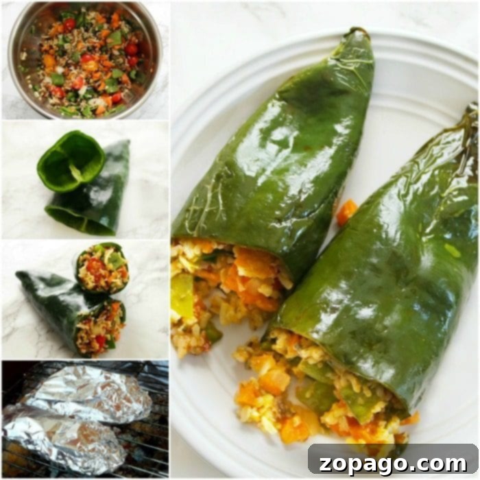 This is how you make foil packet grilled stuffed peppers on the barbecue or for a campfire if you're camping! Easy vegetarian dinner stuffed with lots of vegetables and can be made with ground beef as well for a heartier meal. No matter how you cook them, these grilled peppers are amazing. #camping #recipes #peppers #grilled #foilpacket #foil #stuffed Foil packet stuffed peppers on a grill grate