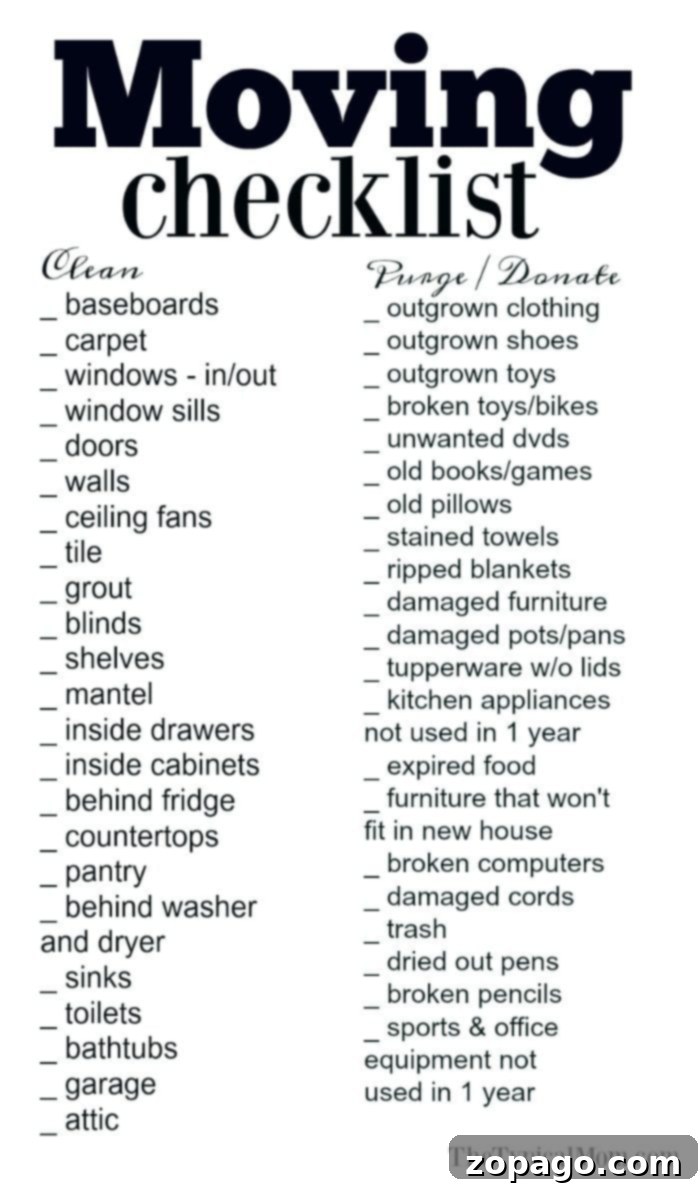 Use our ultimate moving checklist to streamline your packing and unpacking process for any relocation. Comprehensive moving checklist for packing and unpacking