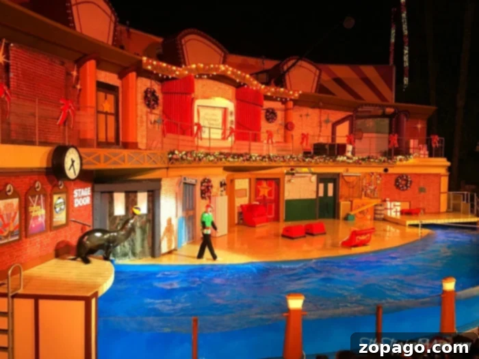 Free Christmas Fun Checklist for Kids 2 Family enjoying Christmas lights at Sea World