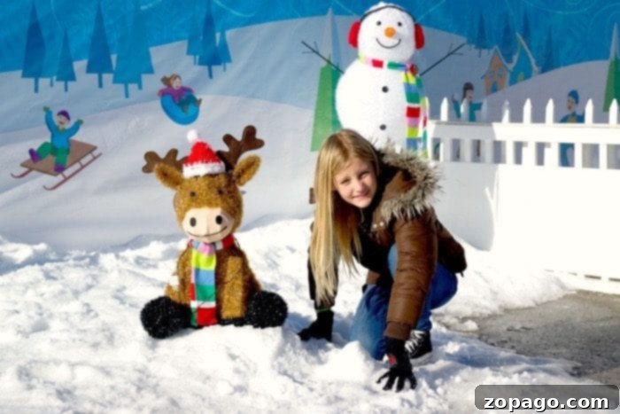 Discovery Cube OC's Winter Wonderfest 2 Children playing in real snow at Discovery Cube OC Winter Wonderfest in Orange County