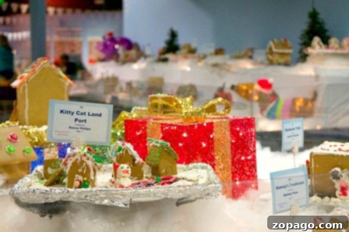 Discovery Cube OC's Winter Wonderfest 4 Children enjoying the festive gingerbread exhibit inside Discovery Cube OC