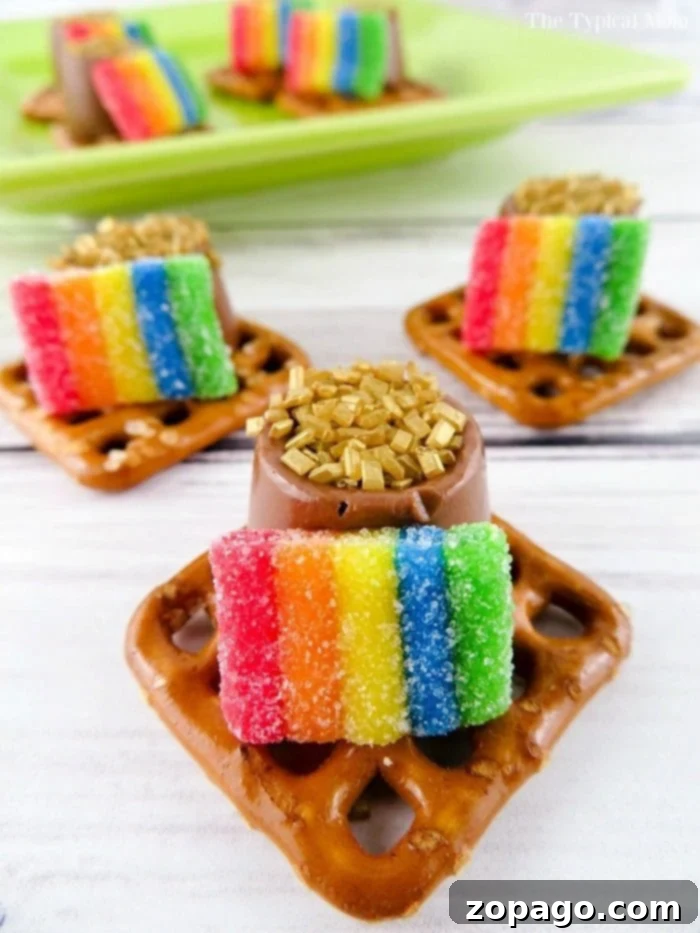 Leprechaun's Delights 2 St. Patrick's Day Pretzel Treats with Rainbow and Pot of Gold