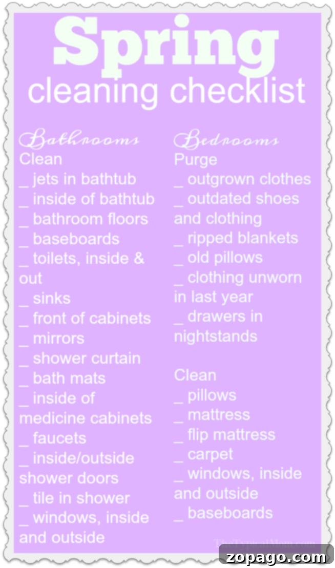 Spring cleaning checklist to use to deep clean a few rooms at a time so you don't get overwhelmed. Then use our other monthly organization printables to break down the tasks and clean your house one room at a time. Focusing on bedrooms and bathrooms in April we are on our way to an organized home. #spring #april #cleaning #checklist #free #printable #organizing #home #house #organization #purging Detailed spring cleaning checklist to deep clean specific rooms without feeling overwhelmed. Includes monthly organization printables for a tidy home.