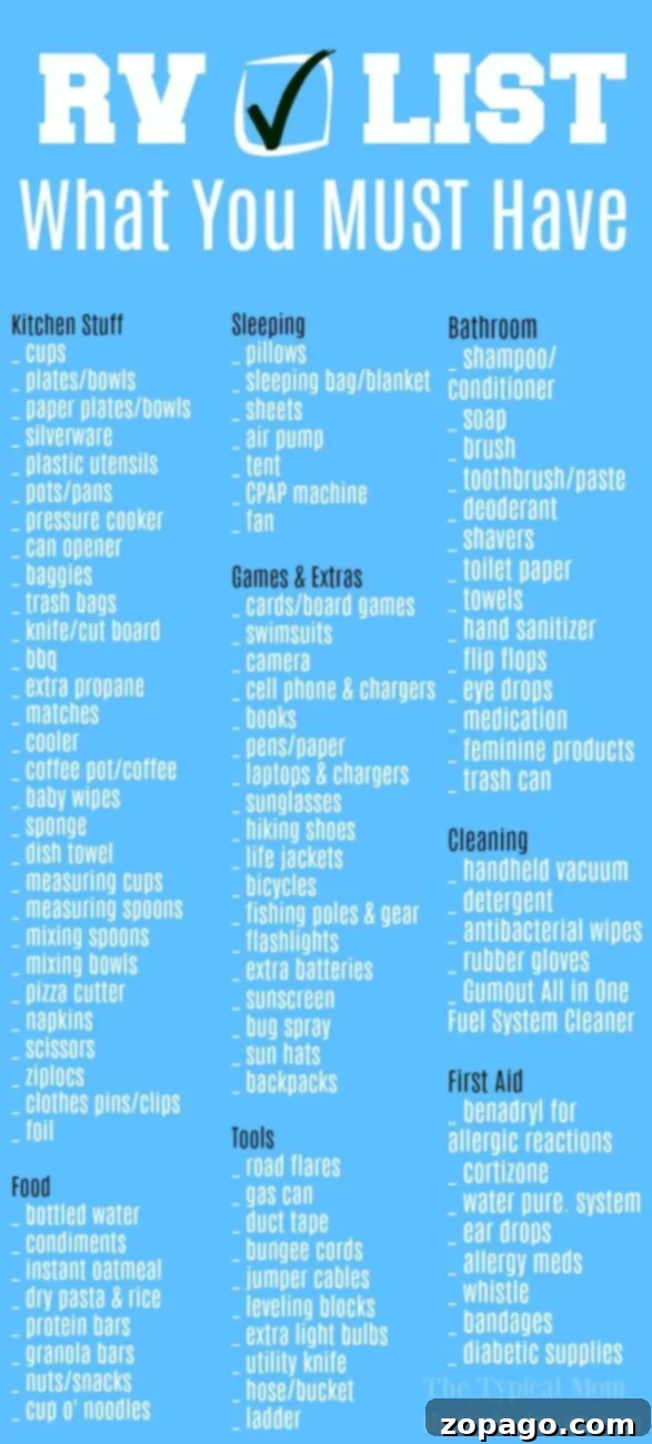 Effortless RV Cooking Adventures 3 Printable RV camping checklist for trip preparation