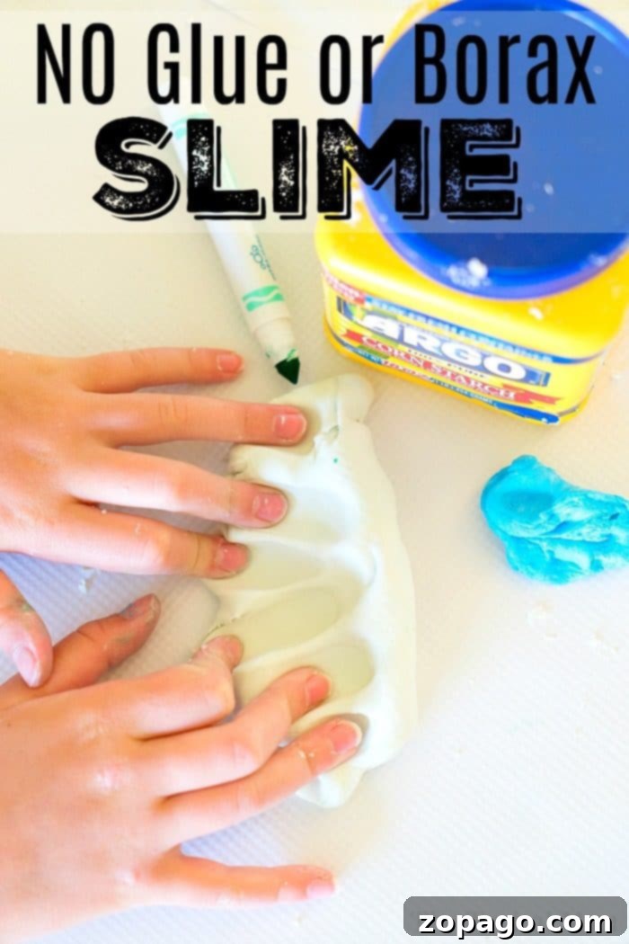 Discover two amazing ways to make slime without glue or borax! These safe and fun DIY recipes are perfect for creative kids. How to Make Slime Without Glue 2 - Kids playing with homemade slime