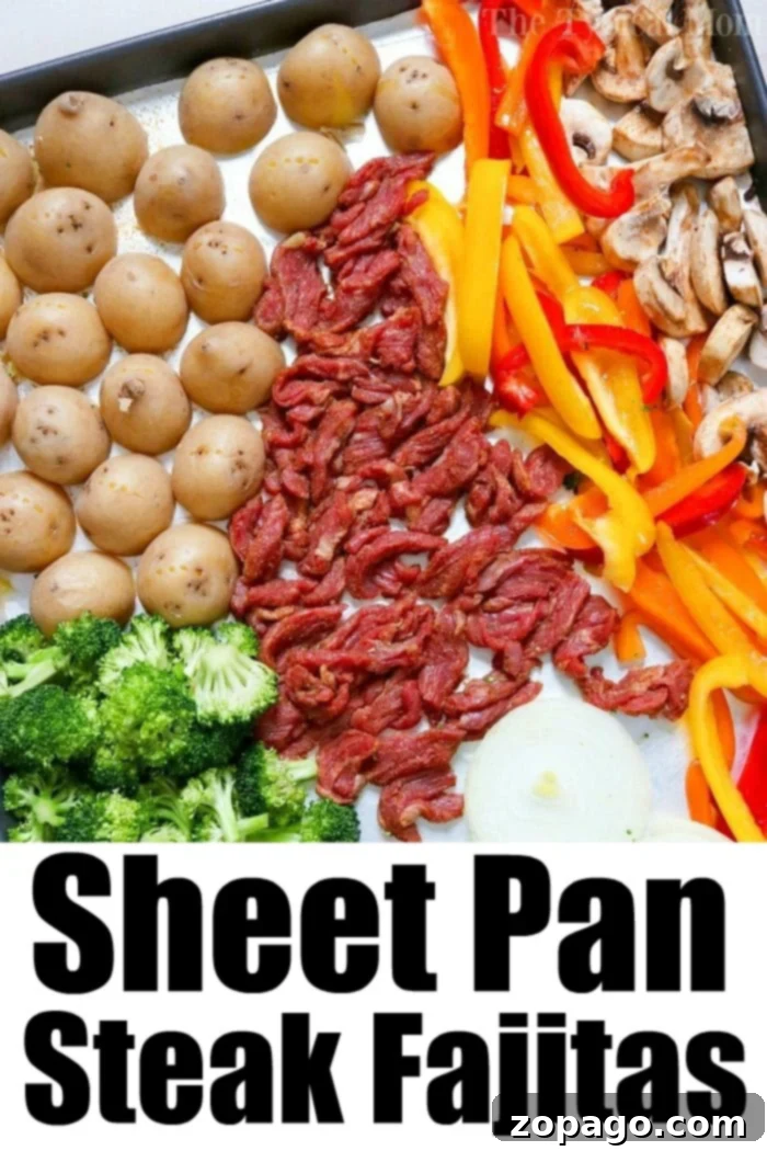 Sheet pan steak fajitas are yummy and a quick meal for your family tonight. A low carb dinner packed with flavor and vegetables it's sure to become a fave. #sheetpan #dinners #fajitas #beef #steak #lowcarb #keto #healthy Sheet-Pan-Steak-Fajitas