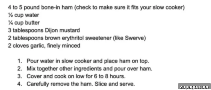 Effortless Crockpot Ham 3 low carb crockpot ham