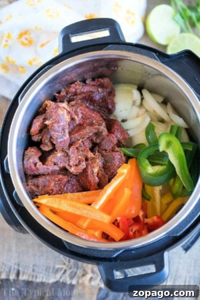 Quick Instant Pot Fajitas 2 instant pot beef fajitas cooked and ready to serve