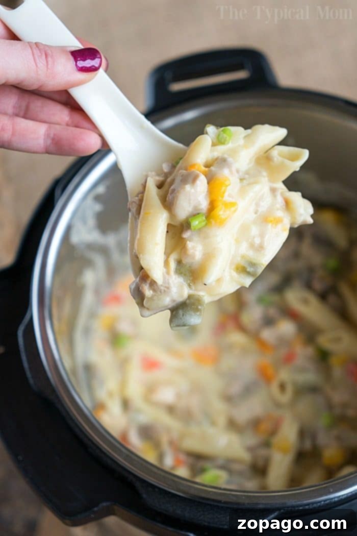 Pressure cooker lemon chicken casserole is great! Using chicken thighs, mushrooms, and pasta you too can make this hearty meal for your family tonight. #instantpotrecipes #pressurecooker #casserole #lemonchicken #pasta #thetypicalmom #instantpotrecipeseasy Instant Pot Lemon Pepper Chicken Casserole