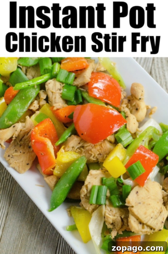 Ready-to-eat pressure cooker stir fry Instant Pot stir fry served with chopsticks