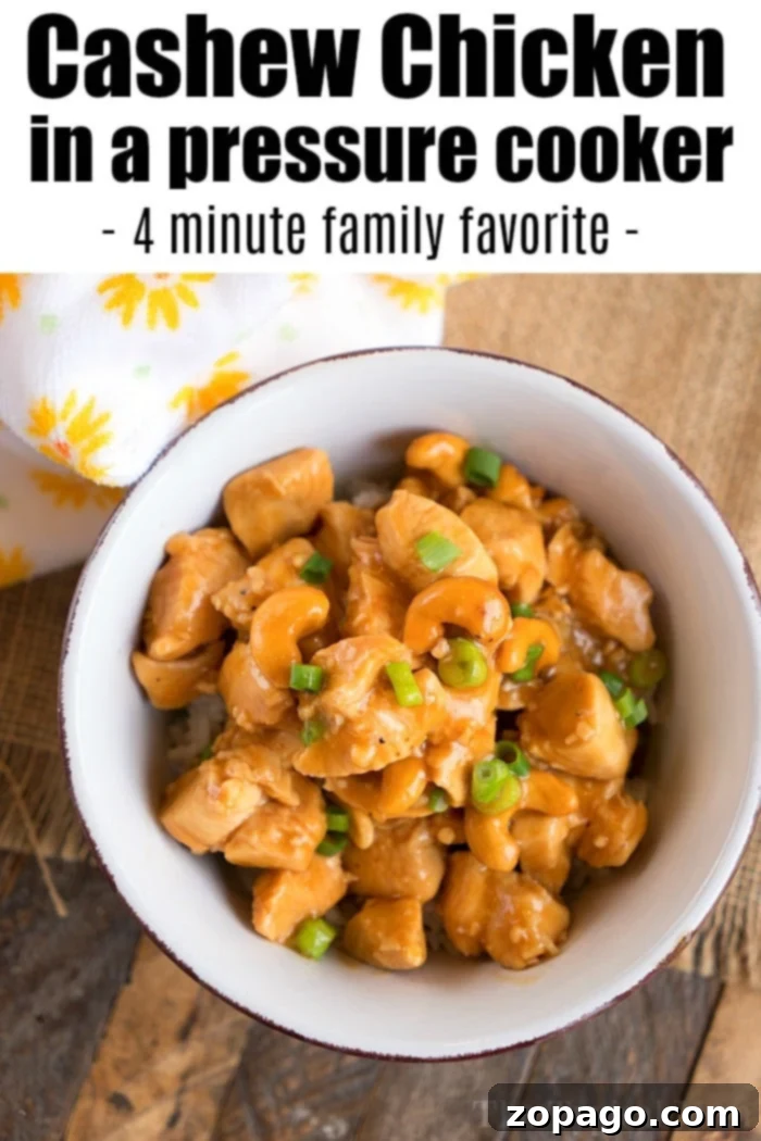 Easy Instant Pot Cashew Chicken 7 Another view of Pressure Cooker Cashew Chicken, highlighting the sweet and savory sauce.