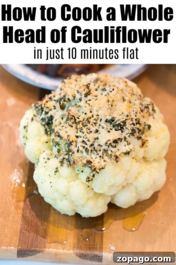 Pressure cooker whole cauliflower is easy and more delicious than you'd think! NO need to break it apart anymore. In just 10 minutes it's perfect. #pressurecooker #ninjafoodi #cauliflower #wholecauliflower #instantpot #crockpotexpress recipe for steamed cauliflower