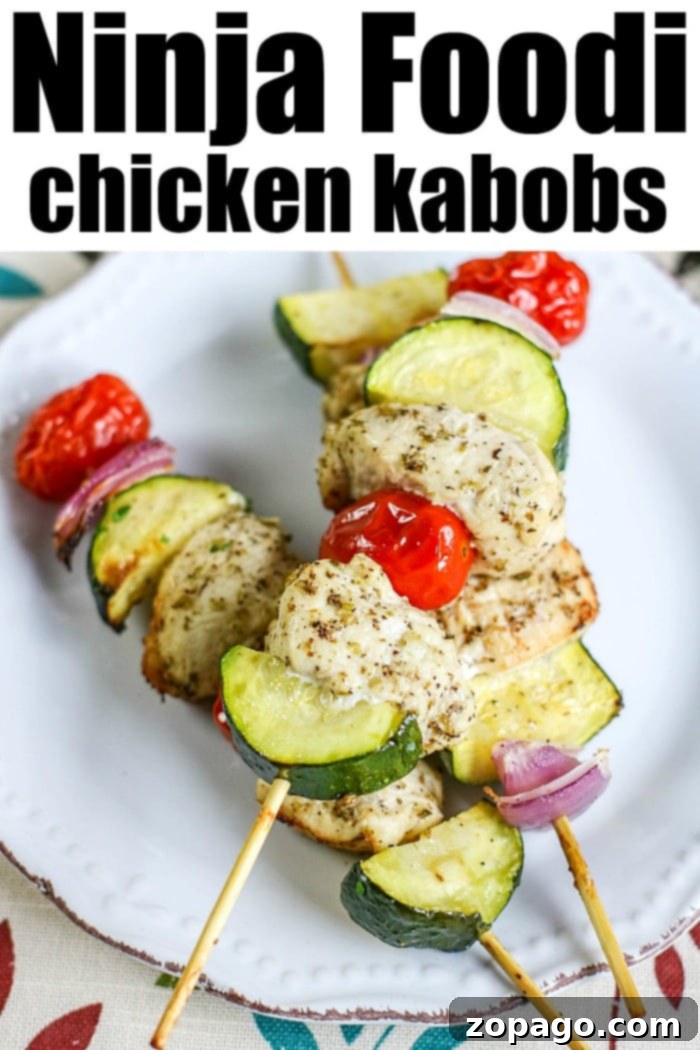 Ninja Foodi Chicken Wonders 4 Ninja Foodi Chicken Kabobs with colorful vegetables