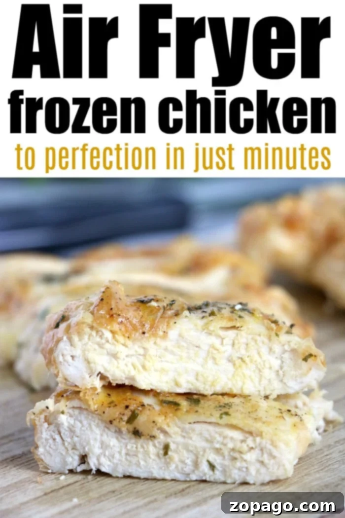 Frozen chicken breast in air fryer is so easy to make! Great hack if you forget to defrost your chicken but dinner is just minutes away. Crispy and tender frozen chicken in an air fryer, ready to be enjoyed.