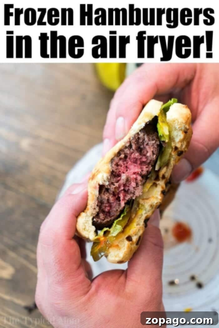 Perfect Air Fryer Frozen Burgers 5 How Long to Cook Frozen Hamburger Patty in Air Fryer with cheese and toppings