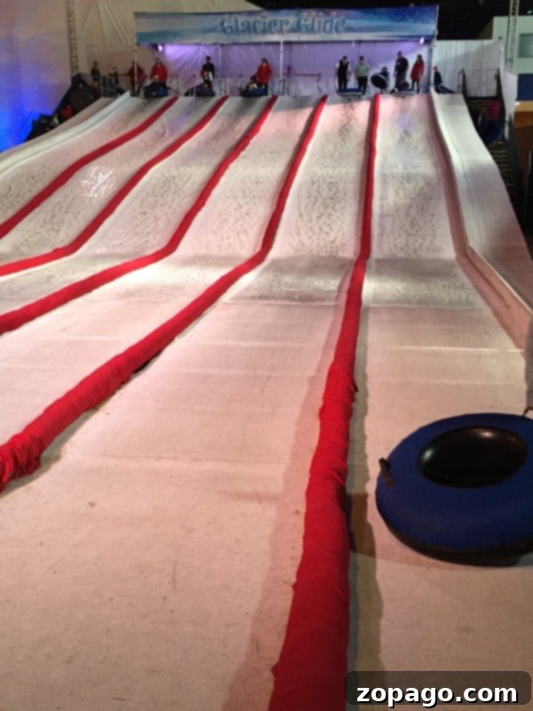 Experience endless fun on the tubing runs at Queen Mary Chill with your family. Families enjoying the tubing slide at Queen Mary CHILL in Long Beach