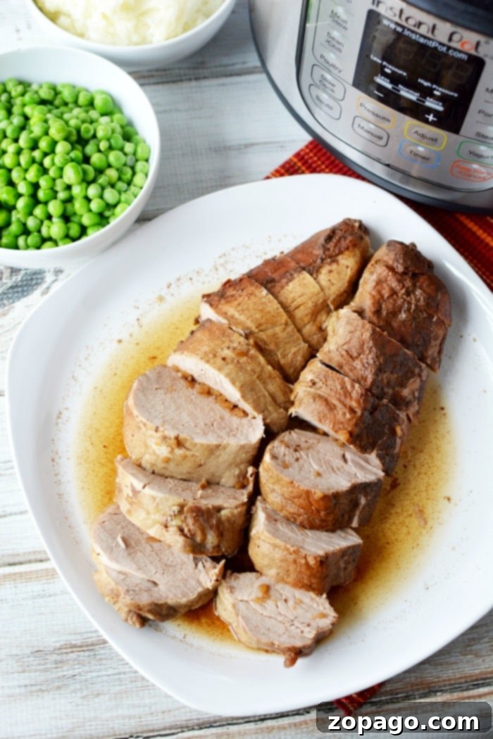 Instant Pot frozen tenderloin is easier than you think! Yes! You can now cook a rock hard frozen tenderloin in your pressure cooker to tender in no time. #instantpot #instantpotrecipeseasy #instantpotrecipes #instantpotporkloin #porktenderloin #pork #tenderloin #thetypicalmom Frozen Pork Loin in Instant Pot