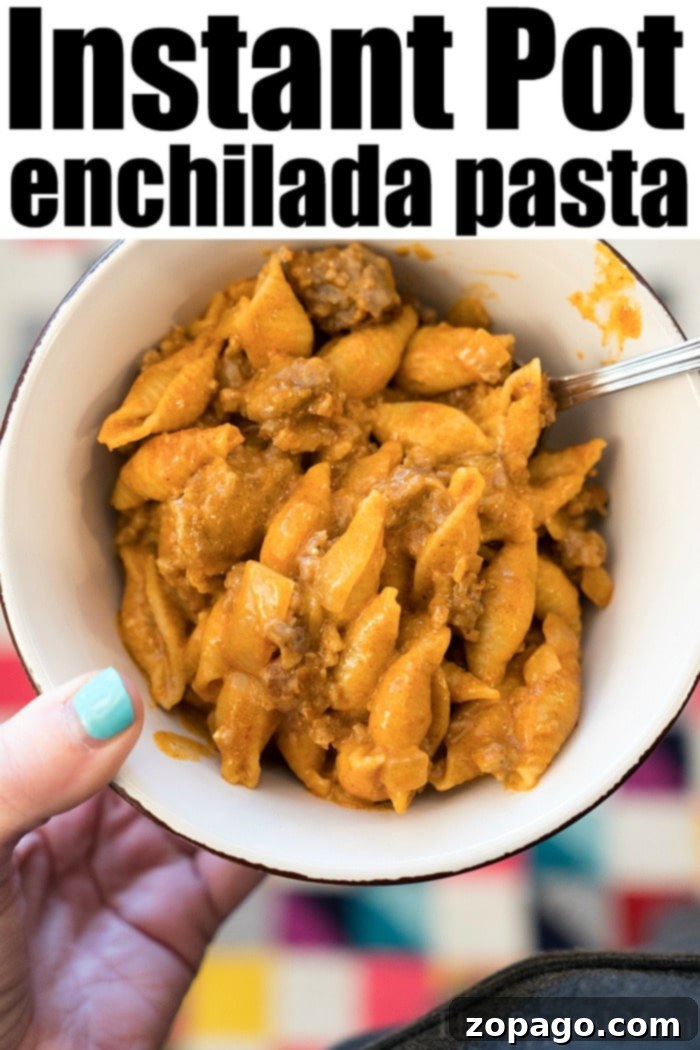 Instant Pot enchilada pasta is a creamy pasta with ground beef and all the Mexican flavors you love. Cooked in 4 minutes, you'll want seconds. instant pot enchilada casserole