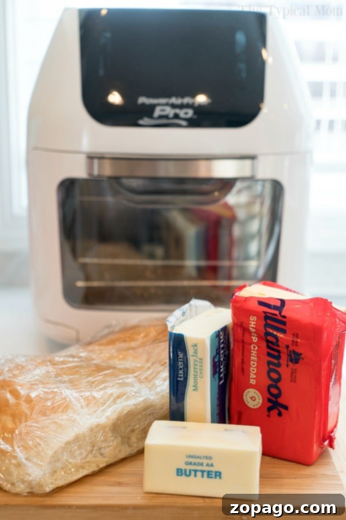 Air Fryer Grilled Cheese Perfection 3 Perfectly air-fried grilled cheese sandwich with a golden crust and melted cheese inside, ready to be enjoyed for lunch or snack.
