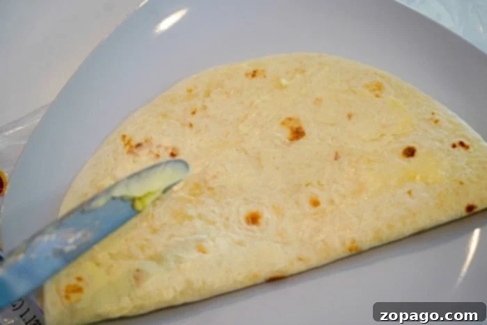 Crispy Air Fryer Quesadillas 3 Soft flour tortilla ready for air fryer quesadilla