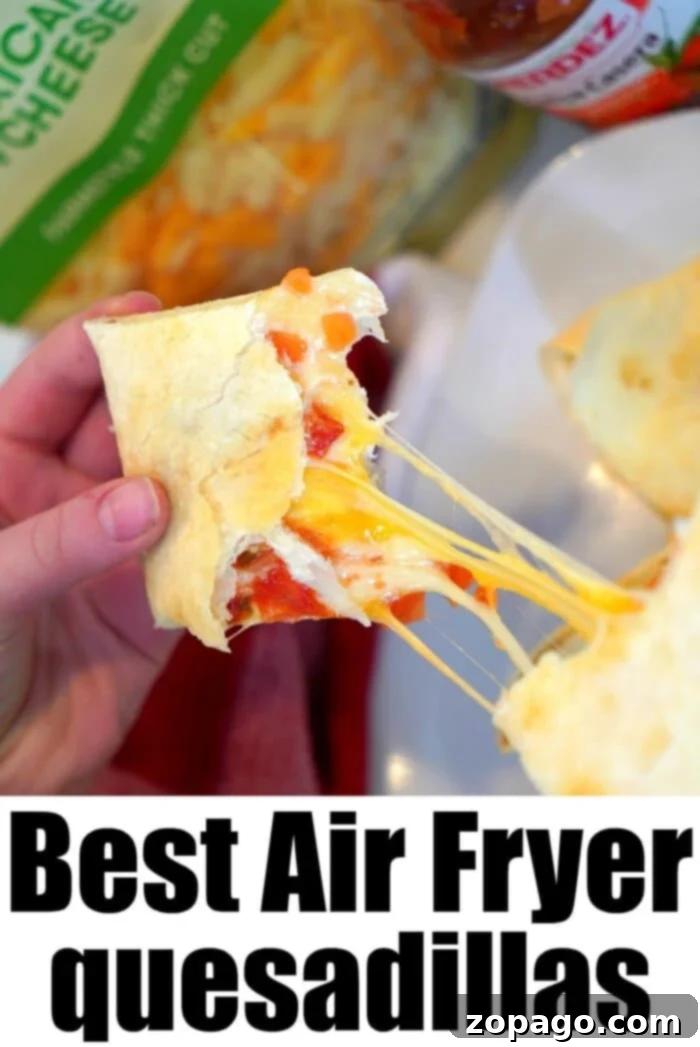 Our air fryer quesadilla recipe is the bomb! WAY better than on the stovetop or microwave, try this crispy cheesy lunch idea with 1 secret ingredient today. #airfryer #airfryerquesadilla #quesadilla #airfryerrecipes #ninjafoodi Collection of delicious air fryer recipes