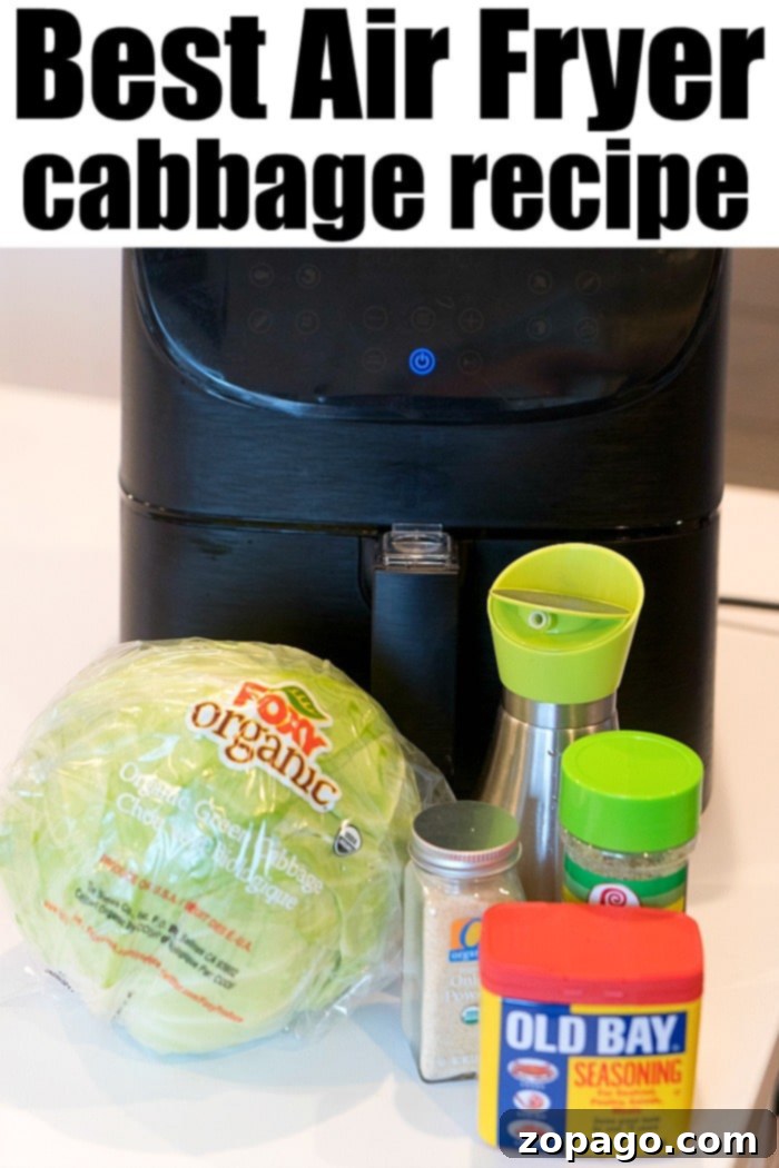 Air fryer cabbage comes out tender yet crispy on the edges with LOTS of flavor. If you love this vegetable, this is a new way to try it. #airfryer #airfryerrecipes #airfryercabbage #ninjafoodi #cabbage #cabbagesteaks Beautifully air fried cabbage served on a plate