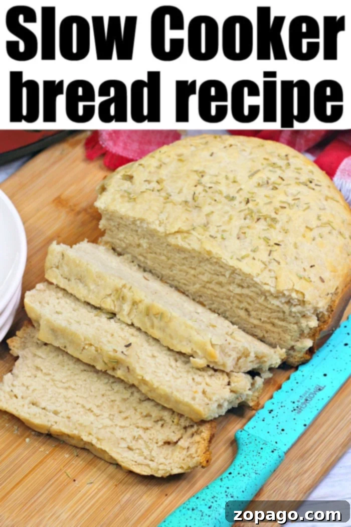 Rosemary slow cooker bread is awesome! If you want to bake bread in a Crockpot this is a simple recipe that will make you a real believer in this method. Rosemary Slow Cooker Bread Loaf
