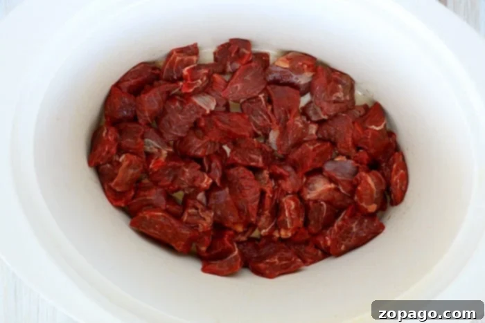 Tender Slow Cooker Beef Tips in Rich Gravy 5 beef