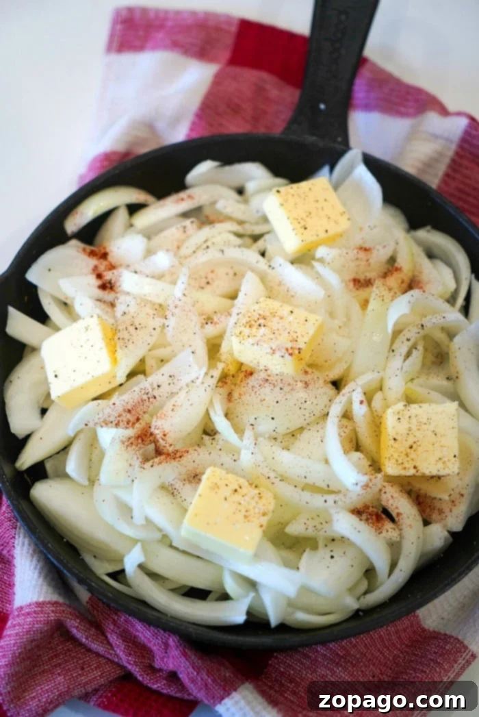 Sweet Golden Caramelized Onions 6 Best Caramelized Onions being served from a skillet
