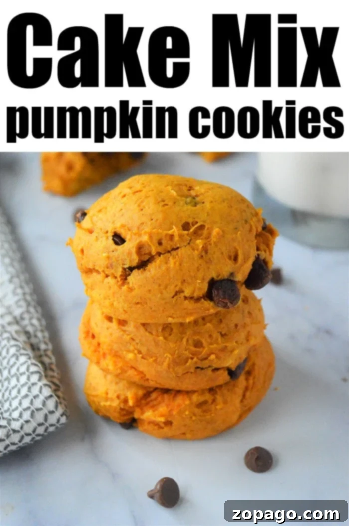 Easy Pumpkin Cake Mix Cookies 6 A cooling rack filled with freshly baked pumpkin cookies, made with cake mix and studded with chocolate chips, ready to enjoy.
