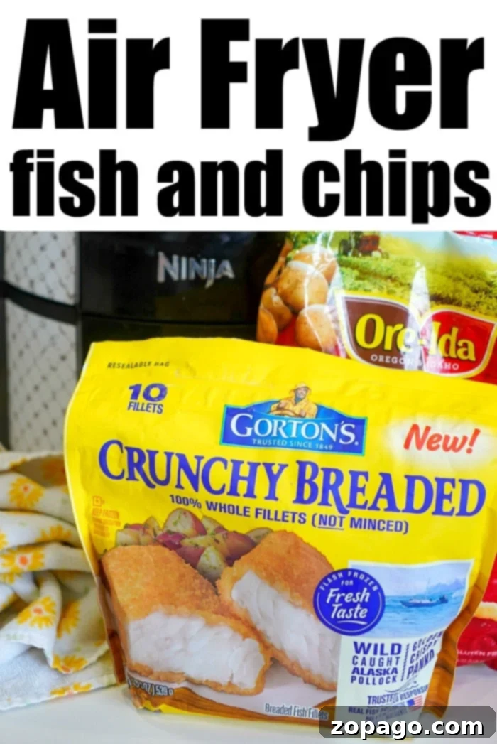 Crispy Air Fryer Fish and Chips 4 Perfectly cooked Ninja Foodi fish and chips, golden and inviting.