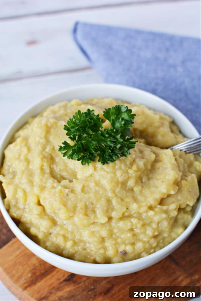 Easy Instant Pot Red Lentils 2 A vibrant bowl of creamy red lentils, generously garnished with fresh parsley, presented on a rustic wooden board next to a neatly folded blue napkin.