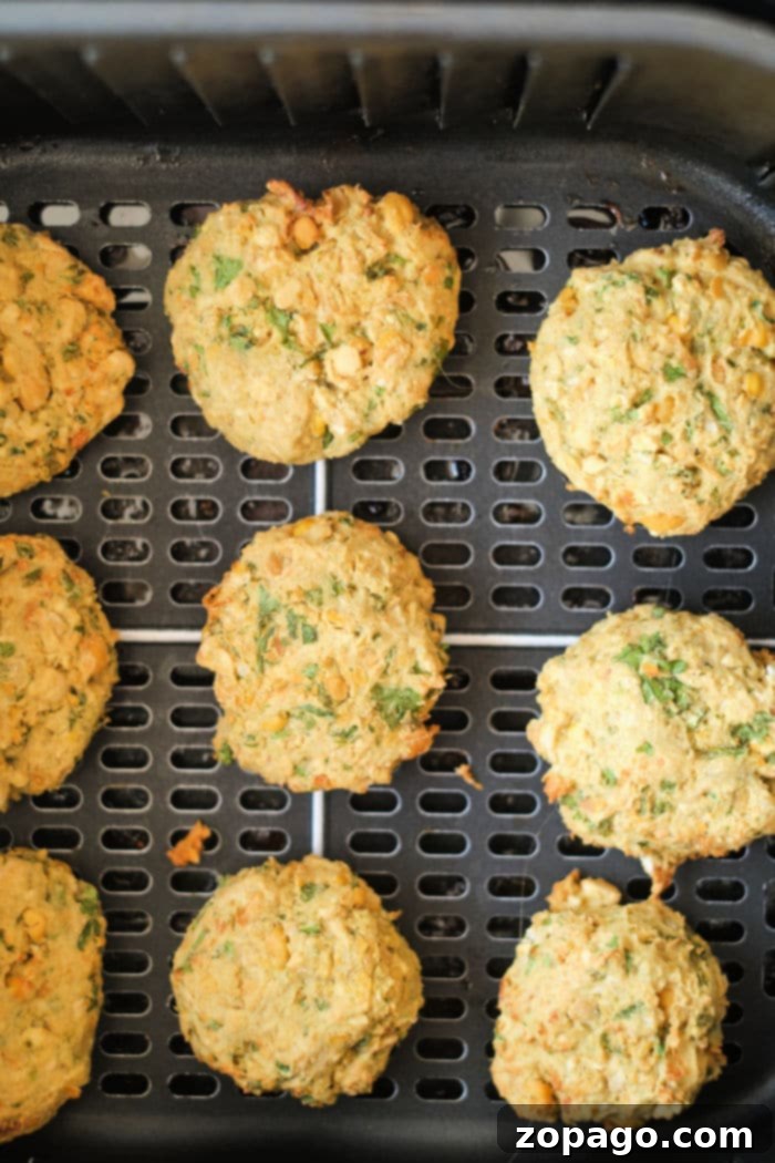 Crispy Air Fryer Falafel 5 Air Fryer Falafel recipe on a plate with fresh ingredients