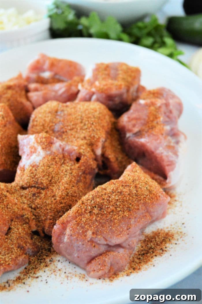 Tender Pork Taco Perfection 3 Pork roast generously coated with a savory dry rub.