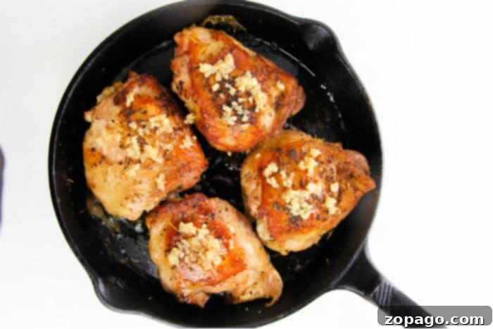 Garlic Butter Roasted Bone-In Chicken Thighs 4 garlic chicken things