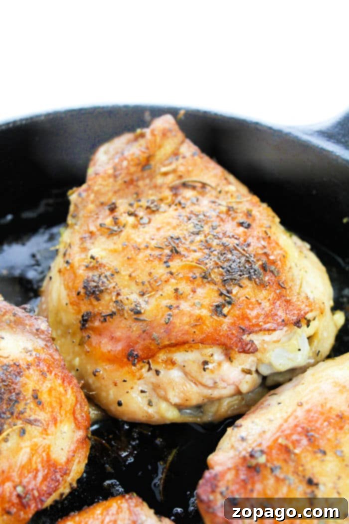 Garlic Butter Roasted Bone-In Chicken Thighs 5 cast iron chicken thighs