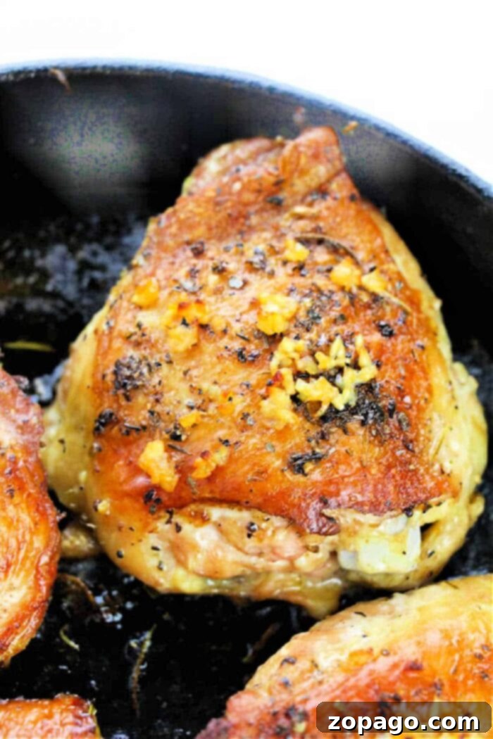 Garlic Butter Roasted Bone-In Chicken Thighs 8 Baked Garlic Butter Chicken Thighs Bone In