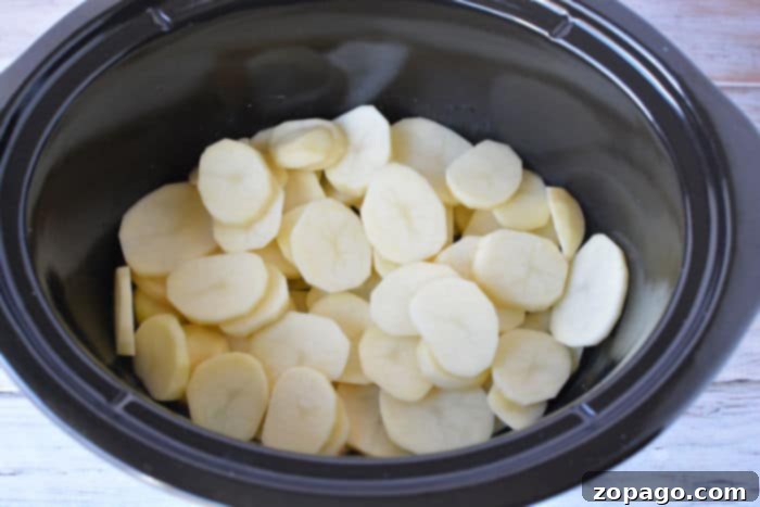 Easy Slow Cooker Ham and Potatoes 5 Crockpot potatoes recipe with creamy sauce and ham