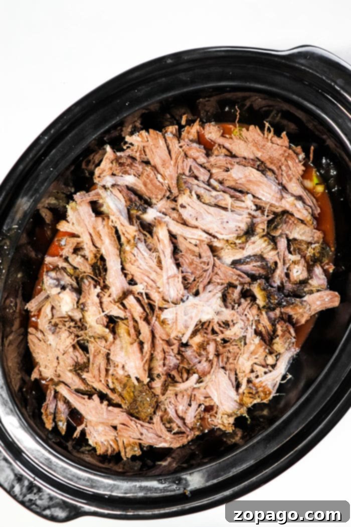 Slow Cooker Brunswick Stew 7 Hearty Crockpot beef stew, rich in color and texture, served in a bowl.