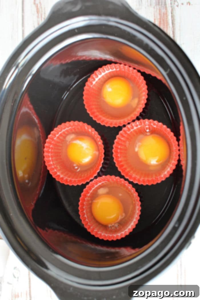 Effortless Slow Cooker Eggs 3 crockpot eggs