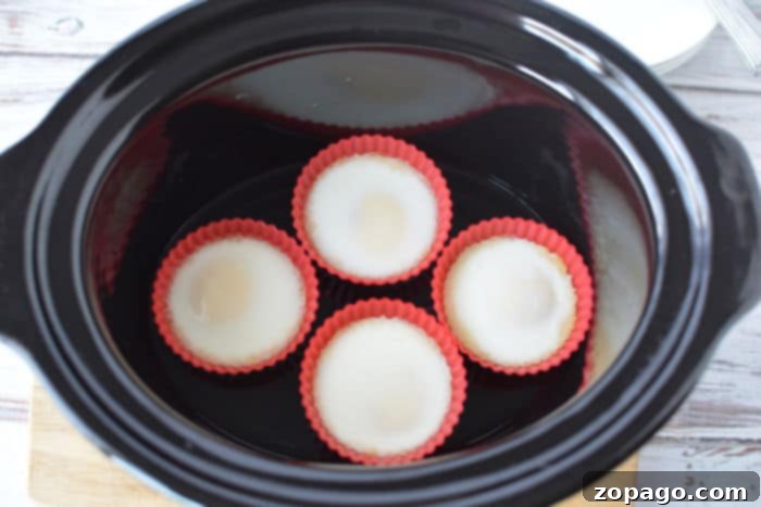 Effortless Slow Cooker Eggs 4 eggs in slow cooker