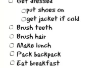 School Morning Routine Printable